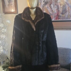 Vintage Pamela McCoy Elegant Black and Brown Teddy Jacket